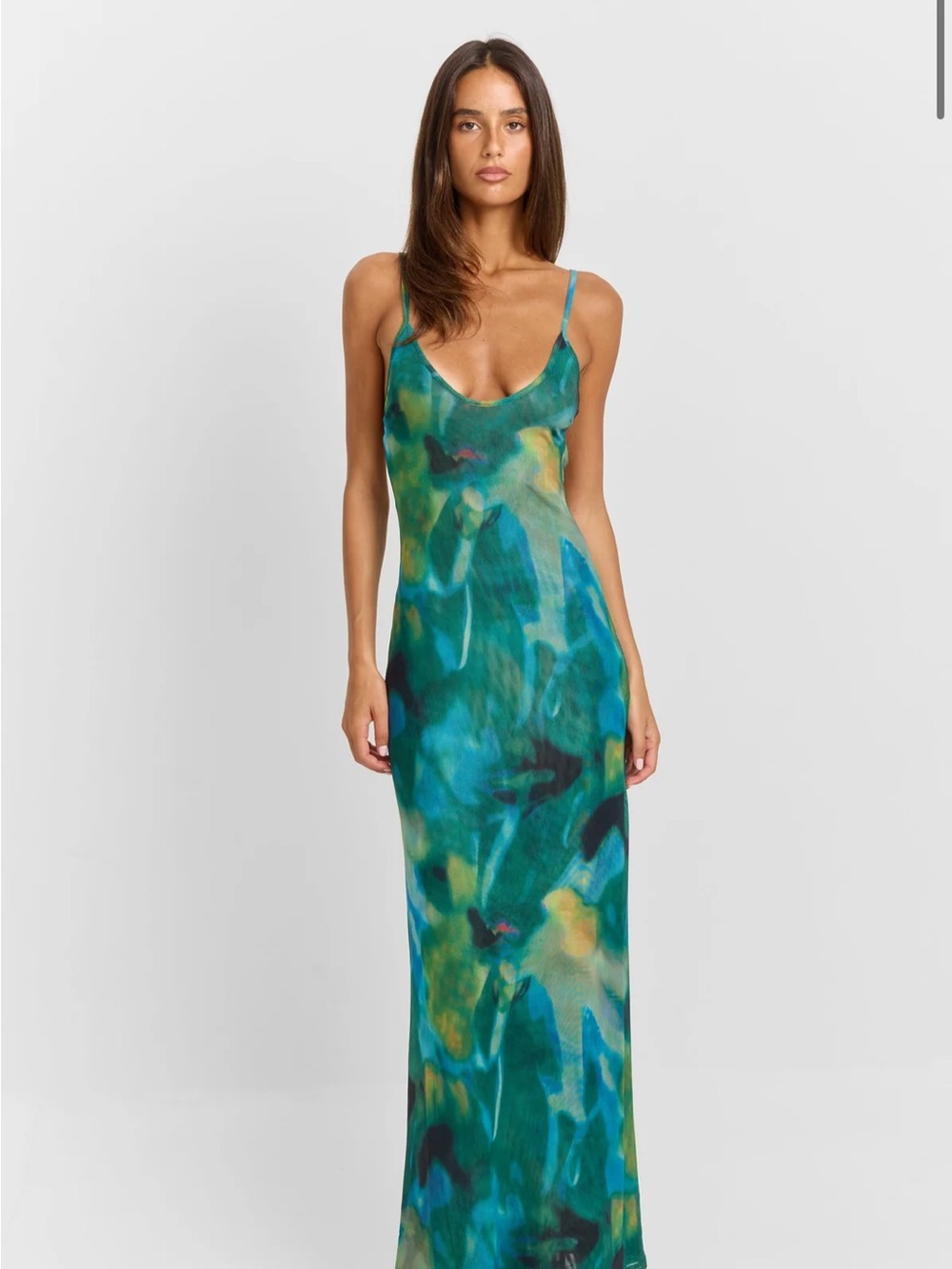 Vera Multi Colored Green Maxi Dress